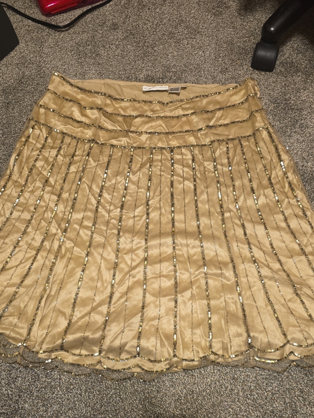 Dana Buchman Gold Sequin-Trim Circle Skirt